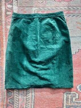 Vintage 80s/90s Emerald Green Suede Leather Pencil Skirt